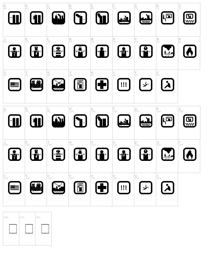 September 11 Icon font map